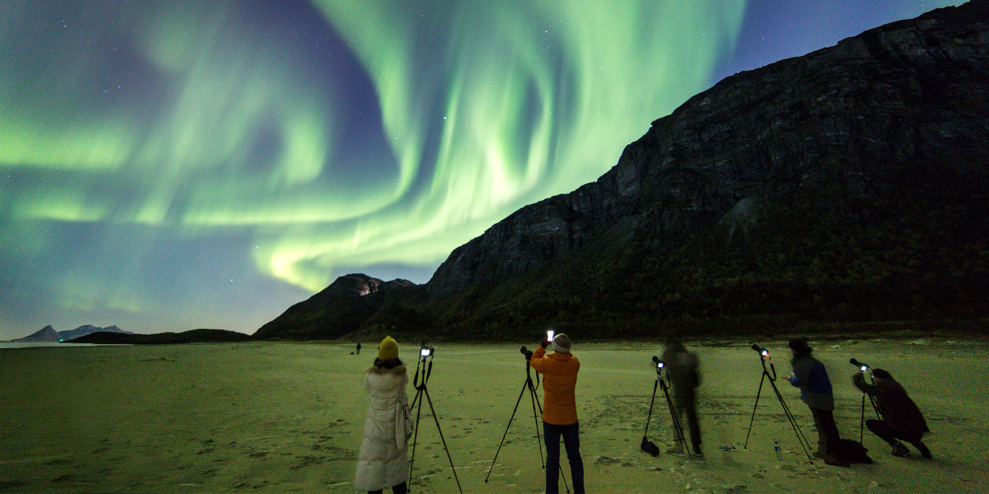 Northern Lights Over the Mountains